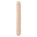Jr Veined Double Header 12 Inch Bender Dong - Flesh Pink Realistic Dual-Ended Pleasure