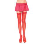 Leg Avenue Red Sheer Thigh Highs with Lace Tops - UK Size 6 to 12
