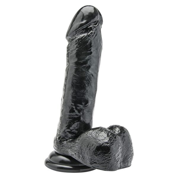 ToyJoy Get Real 7 Inch Black Dong with Balls - Realistic Pleasure Toy