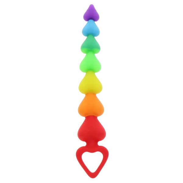 ToyJoy Rainbow Heart Anal Beads - Colorful Pleasure for Adventurous Play
