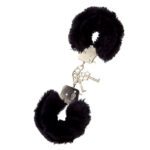 Furry Black Metal Handcuffs for Ultimate Comfort and Style