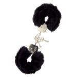 Furry Black Metal Handcuffs for Ultimate Comfort and Style - Image 2