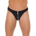 Men's Black G-String with Zippered Pouch - Stylish & Comfortable Underwear