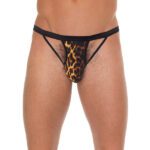Men's Black G-String with Straps & Animal Print Pouch - Stylish & Comfortable Lingerie - Image 2