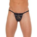Men's Black G-String with Handcuff Pouch - Stylish & Provocative Underwear