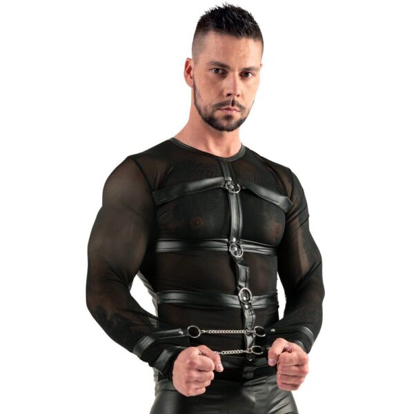 Svenjoyment Long Sleeved Top with Harness & Restraints - Stylish BDSM Wear for Ultimate Comfort