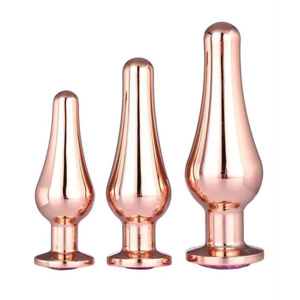 Rose Gold Gleaming Butt Plug Set - Luxurious Pleasure for Intimate Moments
