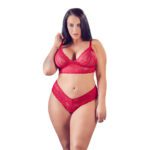 Plus Size Red Lace Bra and Briefs Set - Cottelli Elegant Lingerie for Curvy Comfort - Image 2