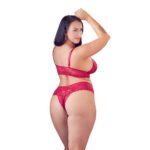 Plus Size Red Lace Bra and Briefs Set - Cottelli Elegant Lingerie for Curvy Comfort - Image 4