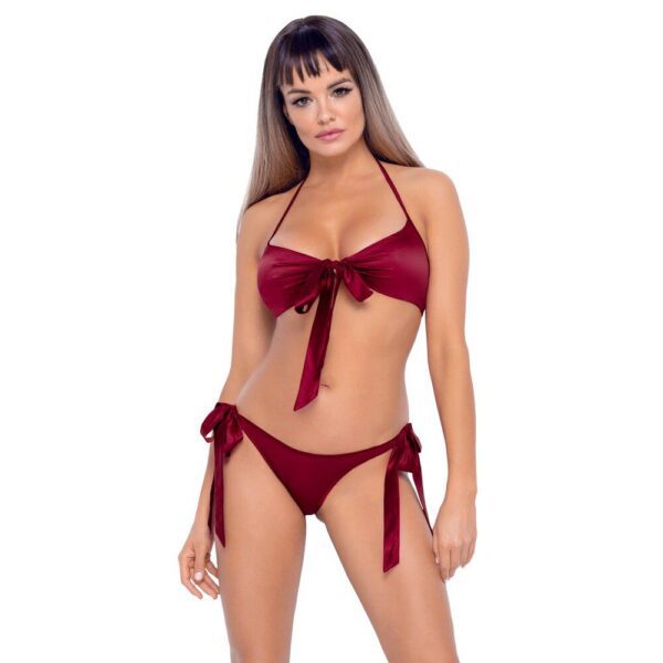 Seductive Cottelli Red Tie Up Bra and Briefs Set for Ultimate Lingerie Elegance