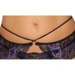 Cottelli Lilac & Black Lace Suspender Set – Sexy Lingerie for Seductive Nights - Image 3