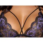 Cottelli Lilac & Black Lace Suspender Set – Sexy Lingerie for Seductive Nights - Image 4