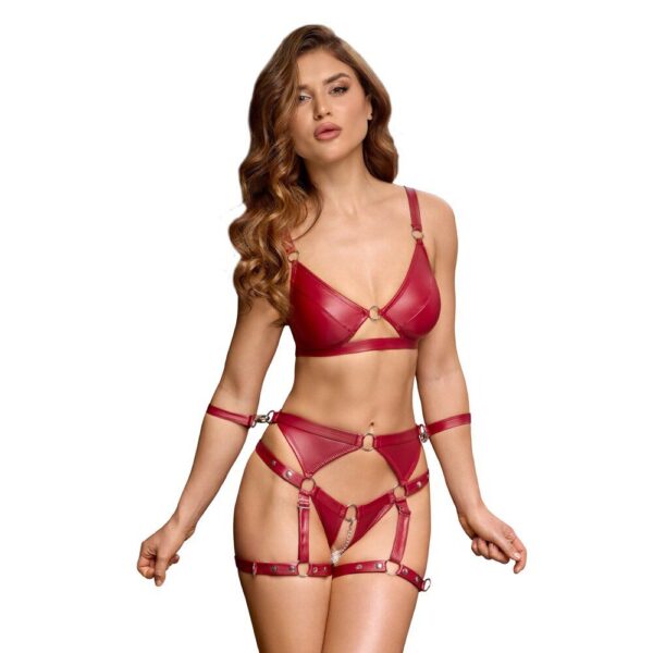 Explore Desire: Cottelli Red Crotchless Bondage Set for Ultimate Pleasure
