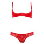 Seductive Cottelli Collection Red Lace Open Bra Set for Ultimate Elegance - Image 4