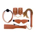 Elite BDSM Cognac Vegan Leather Set - Luxurious Bondage Gear for Ultimate Pleasure