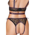 Seductive Cottelli Lace and Chain Bondage Crotchless Set for Ultimate Pleasure - Image 2