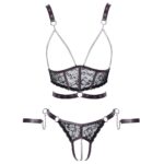 Seductive Cottelli Lace and Chain Bondage Crotchless Set for Ultimate Pleasure - Image 3