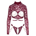 Abierta Fina Open Red Lace Body - Elegant Lingerie for Seductive Nights - Image 3