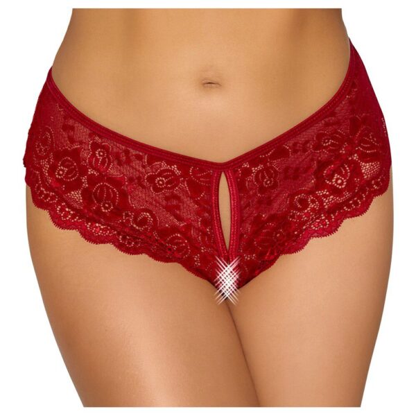 Cottelli Red Crotchless Panty – Sexy Lace Lingerie for Seductive Confidence