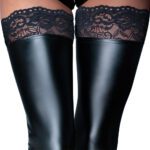 Elegant Noir Handmade Black Footless Lace Top Stockings for Alluring Style - Image 4