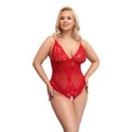Seductive Cottelli Curves Crotchless Body in Red - Plus Size Lingerie for Bold Confidence