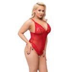 Seductive Cottelli Curves Crotchless Body in Red - Plus Size Lingerie for Bold Confidence - Image 2