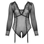 Cottelli Curves Long Sleeved Crotchless Body - Elegant Plus Size Lingerie for Bold Confidence - Image 3