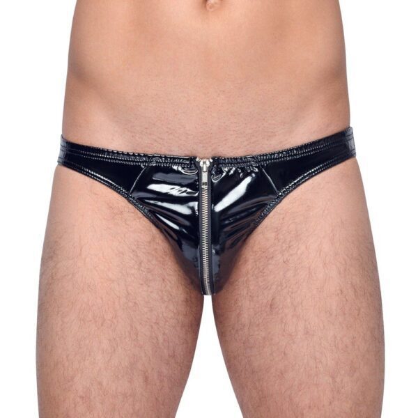 Stylish Black Level Vinyl Briefs with Zip - Ultimate Comfort & Fashion