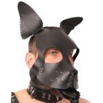 Red Leather Puppy Dog Mask - Stylish Pet Play Accessory for Adults