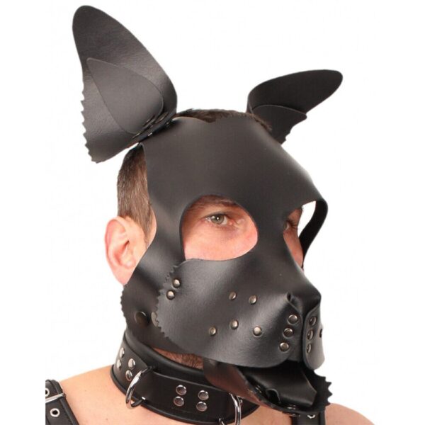 Red Leather Puppy Dog Mask - Stylish Pet Play Accessory for Adults