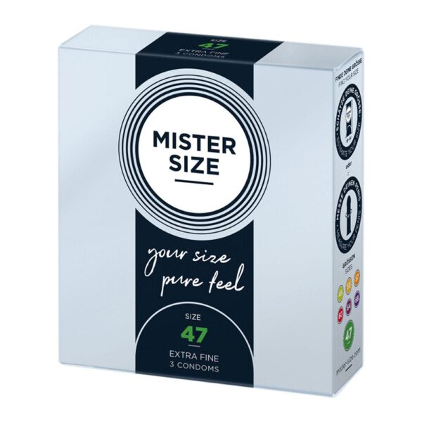 Mister Size 47mm Pure Feel Condoms - 3 Pack for Ultimate Comfort and Sensation