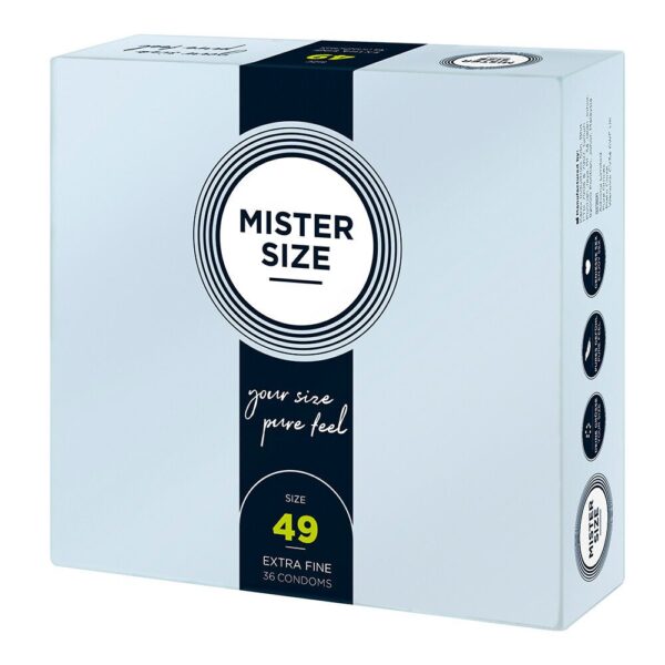 Mister Size 49mm Pure Feel Condoms - 36 Pack for Ultimate Comfort and Sensation