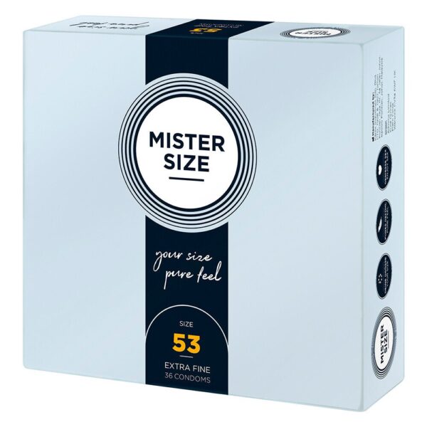 Mister Size 53mm Pure Feel Condoms - 36 Pack for Ultimate Comfort and Pleasure
