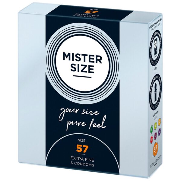 Mister Size 57mm Pure Feel Condoms - 3 Pack for Ultimate Comfort and Pleasure