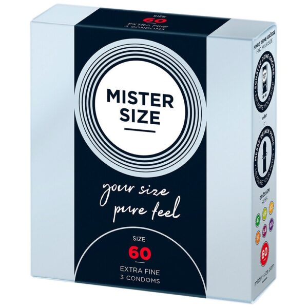 Mister Size 60mm Pure Feel Condoms - 3 Pack for Ultimate Comfort and Pleasure