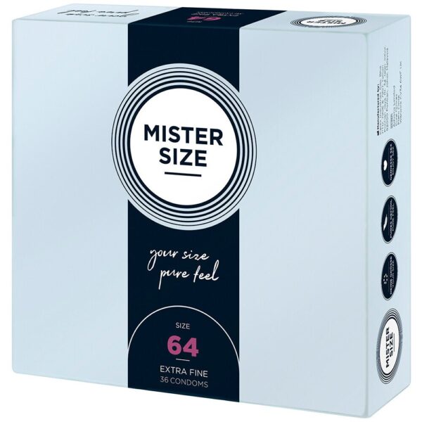 Mister Size 64mm Pure Feel Condoms - 36 Pack for Ultimate Comfort and Pleasure