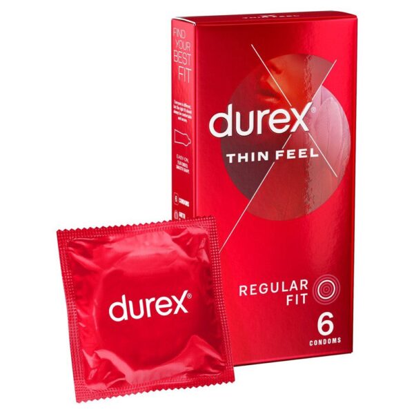 Durex Thin Feel Regular Fit Condoms - 6 Pack for Ultimate Sensation and Comfort