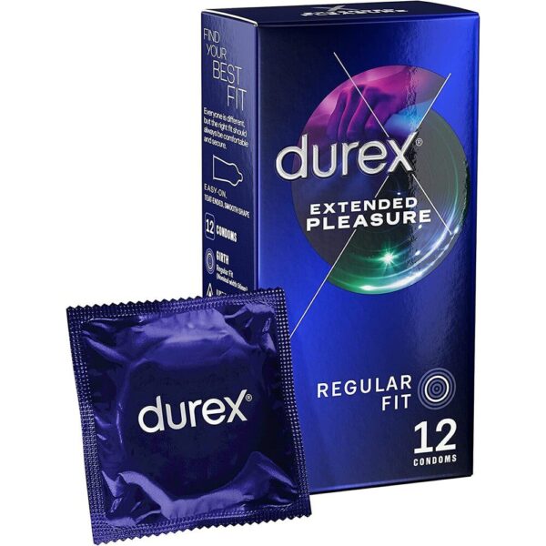 Durex Extended Pleasure Condoms 12 Pack - Regular Fit for Enhanced Sensation