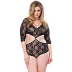 Leg Avenue Floral Lace Cut Out Teddy for UK Sizes 14-18 - Elegant Lingerie