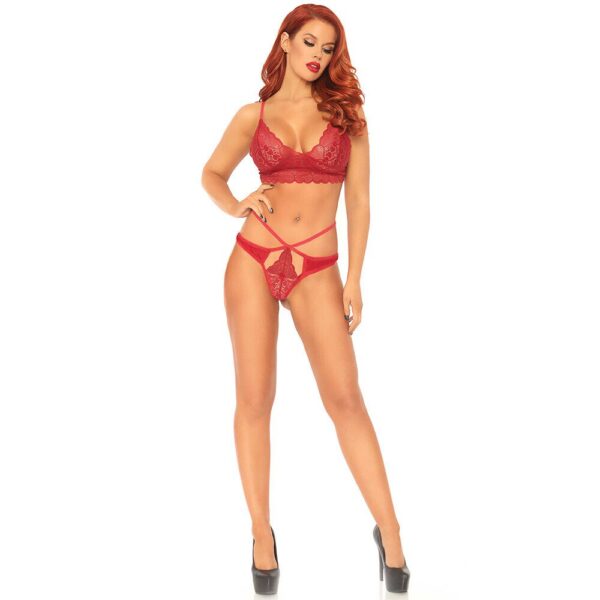 Leg Avenue Sweetheart Lace Bralette Set in Red - Flirty & Elegant Lingerie