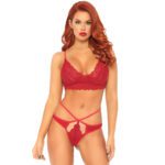 Leg Avenue Sweetheart Lace Bralette Set in Red - Flirty & Elegant Lingerie - Image 2
