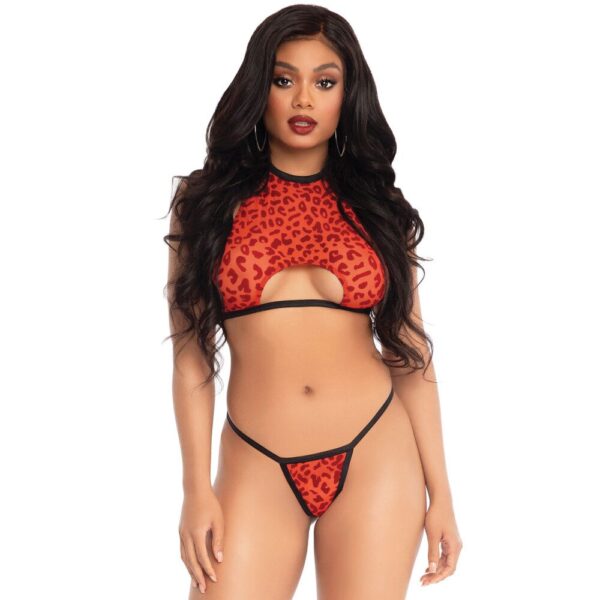 Leg Avenue Leopard Print Crop Top & G-String Set - Wildly Stylish Lingerie