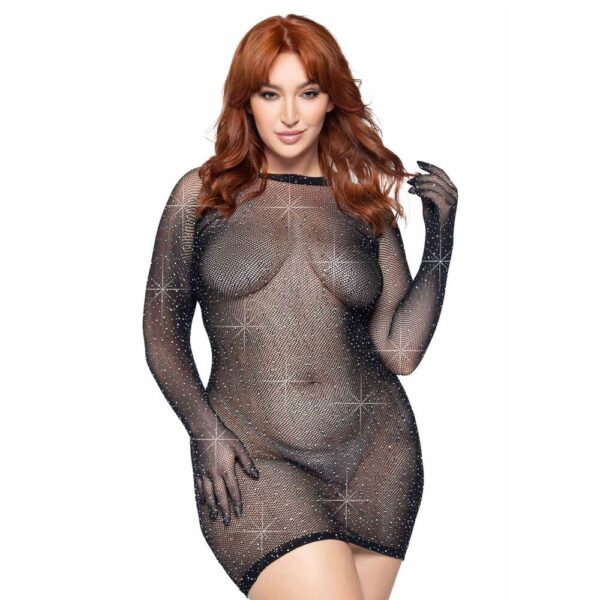 Leg Avenue Rhinestone Gloved Dress UK Size 14-18 - Glamorous Evening Wear