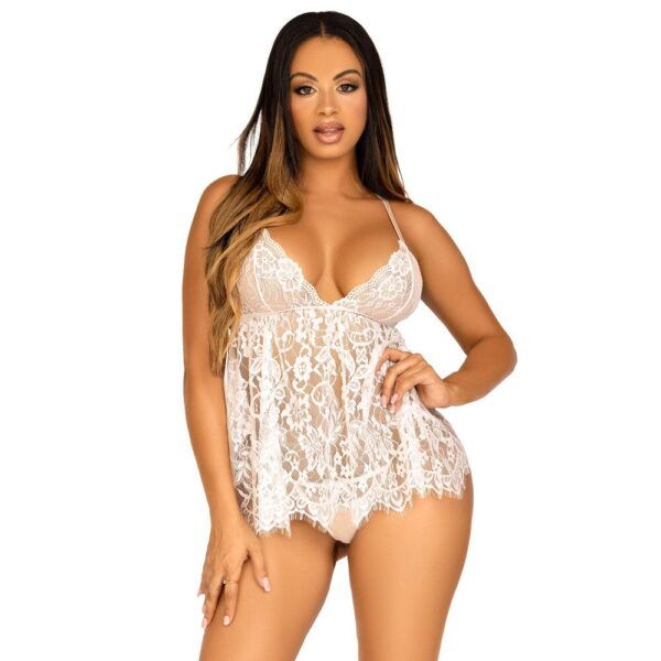 Leg Avenue Lace Babydoll & G-String Lingerie Set – Sexy Sheer Nightwear