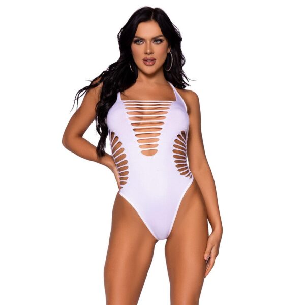 Leg Avenue Racer Back Thong Body in White - UK Sizes 6 to 12