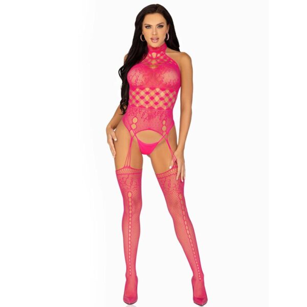 Leg Avenue High Neck Halter Lace Suspender Bodystocking – Sexy Lingerie UK 6-12