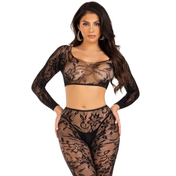 Leg Avenue Crop Top & Footless Tights Set for UK Sizes 6-12 - Stylish & Comfortable