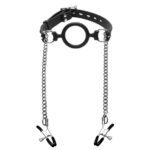 Mutiny Silicone O Ring Gag with Nipple Clamps - Ultimate BDSM Pleasure Set - Image 2