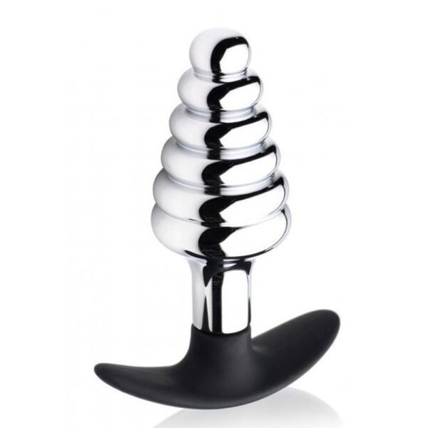 Master Series Dark Hive Ribbed Metal & Silicone Anal Plug for Ultimate Pleasure