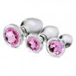 XR Pink Gem Glass Anal Plug Set - Elegant & Sensual Pleasure for All